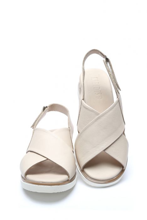 NT883536 Kifidis Anatomik Kadın Deri Topuklu Sandalet 36-41 - BT Bej Deri