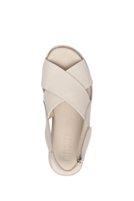 NT883536 Kifidis Anatomik Kadın Deri Topuklu Sandalet 36-41 - BT Bej Deri