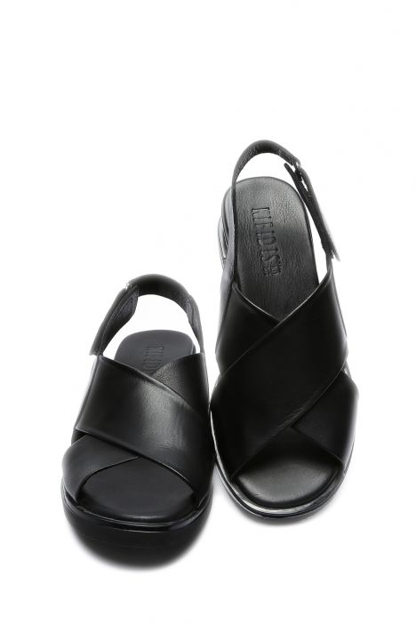 NT883536 Kifidis Anatomik Kadın Deri Topuklu Sandalet 36-41 - BT Siyah Deri