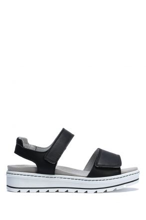 Nala 08 Ac-Kifidis Kadın Anatomik Deri Sandalet 35-41 Siyah/Black Valeiri 4218