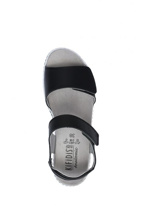 Nala 08 Ac-Kifidis Kadın Anatomik Deri Sandalet 35-41 Siyah/Black Valeiri 4218