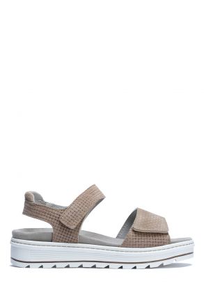 Nala 08 Ac-Kifidis Kadın Anatomik Deri Sandalet 35-41 Krem/Cream Insta 4446