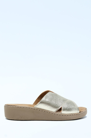 P54 Kifidis Italy Anatomik Kadın Deri Terlik 36-41 Platino/Altın