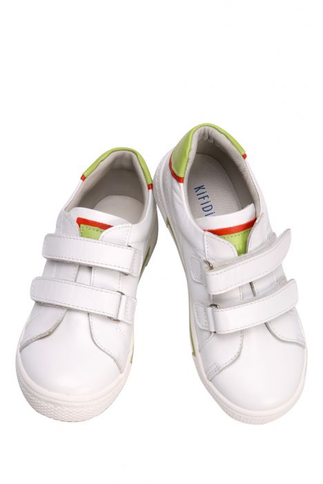 RK77 Kifidis-Kids Unisex Çocuk Deri Spor Ayakkabı 24-30 Beyaz - Yeşil