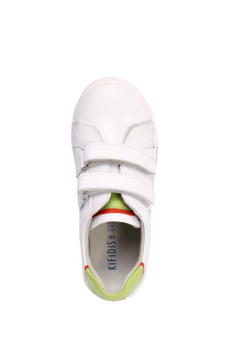 RK77 Kifidis-Kids Unisex Çocuk Deri Spor Ayakkabı 24-30 Beyaz - Yeşil