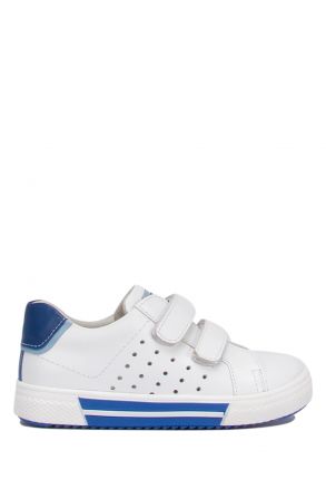 RK77 Kifidis-Kids Unisex Çocuk Deri Spor Ayakkabı 24-30 Beyaz-Cobalt