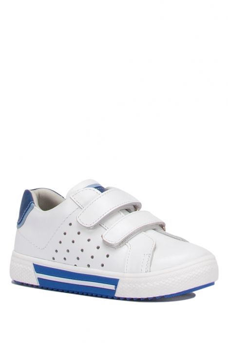RK77 Kifidis-Kids Unisex Çocuk Deri Spor Ayakkabı 24-30 Beyaz-Cobalt
