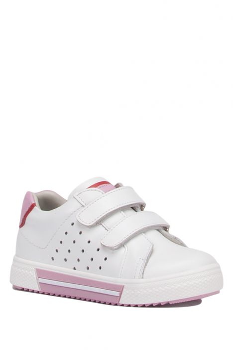 RK77 Kifidis-Kids Unisex Çocuk Deri Spor Ayakkabı 24-30 Beyaz-Pembe
