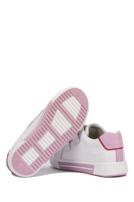 RK77 Kifidis-Kids Unisex Çocuk Deri Spor Ayakkabı 24-30 Beyaz-Pembe