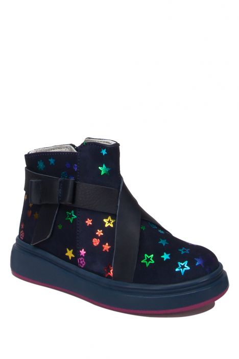 RP08 Kifidis Paplus Kız Çocuk Nubuk Bot 25-30 Lacivert Süet / Navy Blue Suede