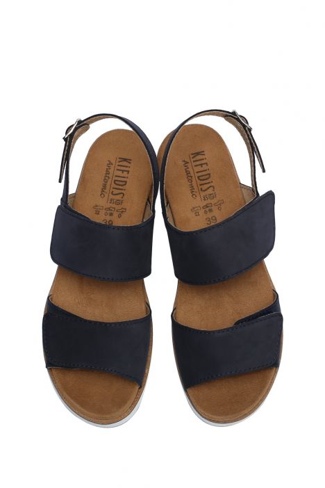 Romi 28 Ac-Kifidis Kadın Anatomik Deri Sandalet 35-41 Lacivert Nubuk/Navy Blue Nubuck 142