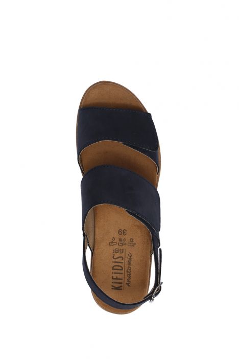 Romi 28 Ac-Kifidis Kadın Anatomik Deri Sandalet 35-41 Lacivert Nubuk/Navy Blue Nubuck 142