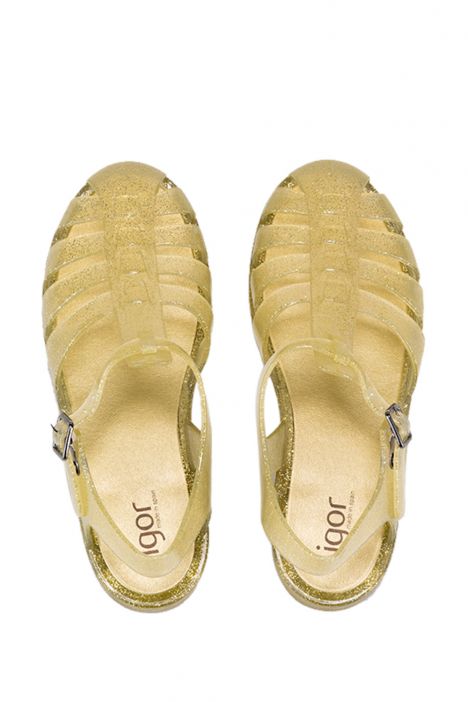 S10262 Igor Biarritz Glitter Kadın Sandalet 36-41 Altın simli-140 Purpurina oro