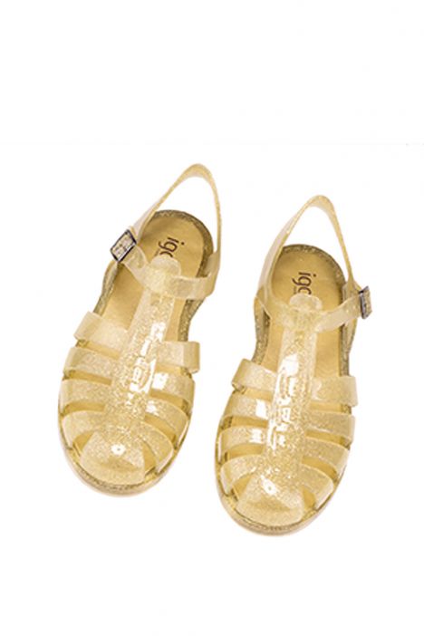 S10262 Igor Biarritz Glitter Kadın Sandalet 36-41 Altın simli-140 Purpurina oro