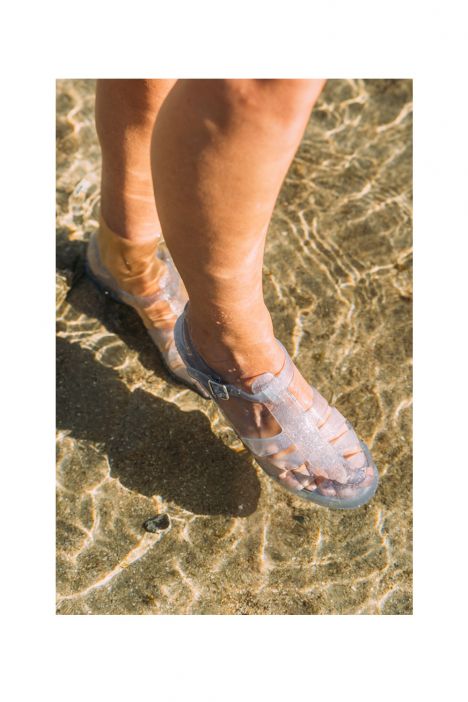 S10262 Igor Biarritz Glitter Kadın Sandalet 36-41 Transparan / Purpurina Plata 135