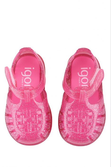 S10308 Igor Tobby Gloss Glitter Çocuk Sandalet 20-25 Pembe / Tr. Fusia Glitter 057