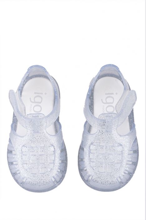 S10308 Igor Tobby Gloss Glitter Çocuk Sandalet 20-25 Transparan-091 Tr. Transparente Glitter