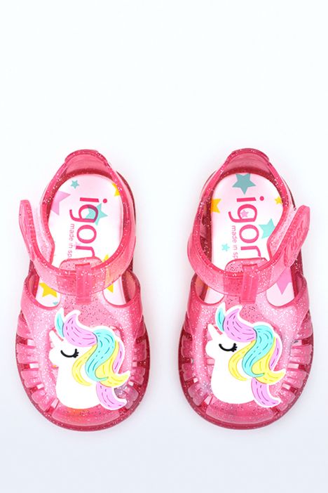 S10309 Igor Toby Gloss Unicornio Çocuk Sandalet 20-25 Pembe / Tr. Fusia Glitter 057