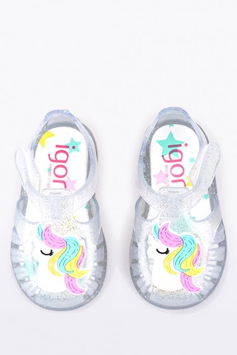 S10309 Igor Toby Gloss Unicornio Çocuk Sandalet 20-25 Transparan-091 Tr. Transparente Glitter