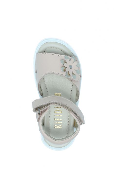 S24V010 Kifidis-Kids Kız Çocuk Deri Sandalet 25-30 Pudra Deri