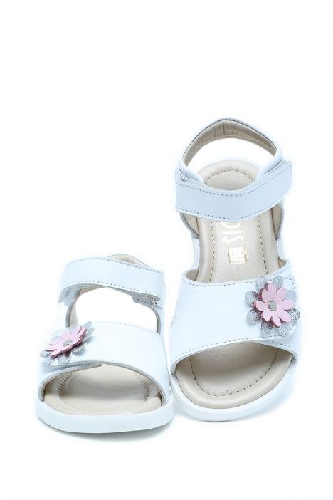 S24V010 Kifidis-Kids Kız Çocuk Deri Sandalet 25-30 Beyaz Deri