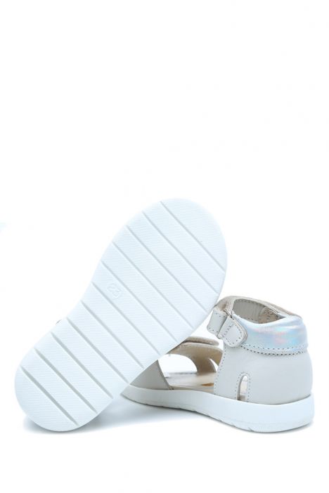 S24V011 Kifidis-Kids Kız Çocuk Deri Sandalet 21-25 Krem Deri