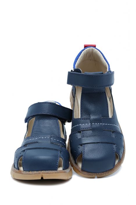 S24V013 Kifidis-Kids Erkek Çocuk Deri Sandalet 25-30 Lacivert Deri