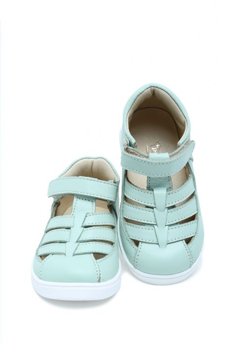 S24V019 Kifidis-Kids Unisex Çocuk Deri Ayakkabı 20-24 Su Yeşili Deri