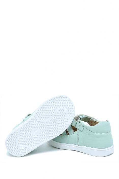 S24V019 Kifidis-Kids Unisex Çocuk Deri Ayakkabı 20-24 Su Yeşili Deri