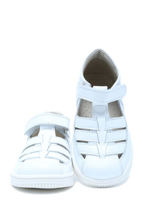 S24V019 Kifidis-Kids Unisex Çocuk Deri Ayakkabı 20-24 Beyaz Nappa Deri