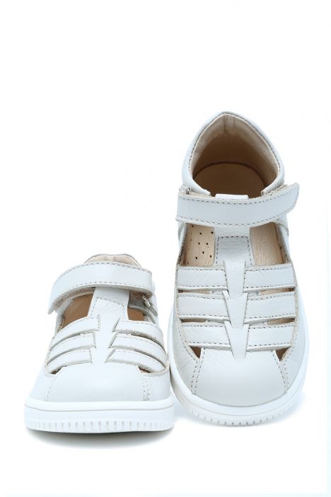 S24V019 Kifidis-Kids Unisex Çocuk Deri Ayakkabı 20-24 Krem Nappa Deri