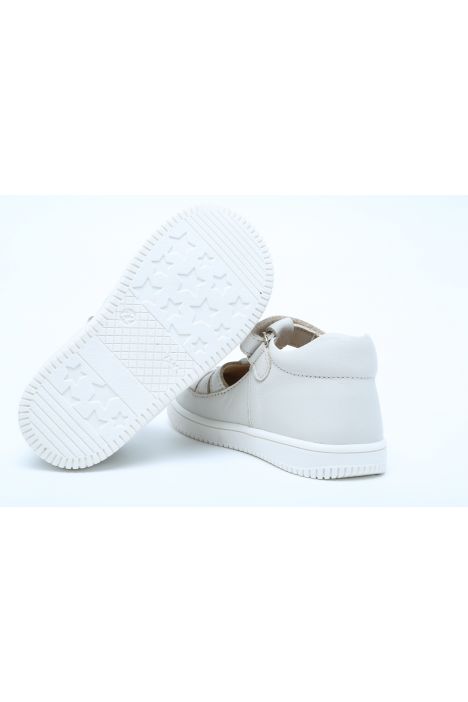 S24V019 Kifidis-Kids Unisex Çocuk Deri Ayakkabı 20-24 Krem Nappa Deri