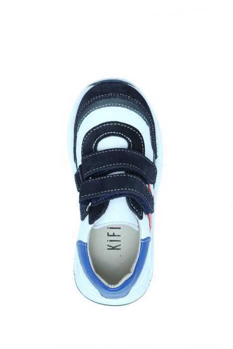 S24V028 Kifidis-Kids Unisex Çocuk Deri Ayakkabı 24-35 Lacivert-Beyaz Deri