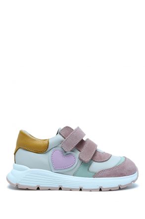 S24V028 Kifidis-Kids Unisex Çocuk Deri Ayakkabı 24-35 Bej-Pudra Deri