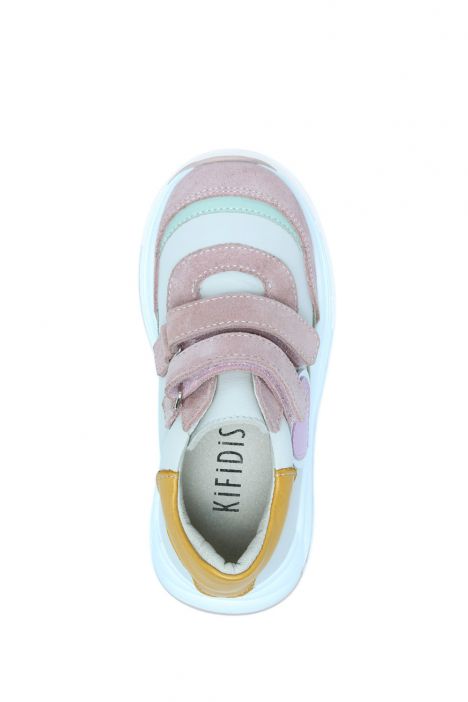 S24V028 Kifidis-Kids Unisex Çocuk Deri Ayakkabı 24-35 Bej-Pudra Deri
