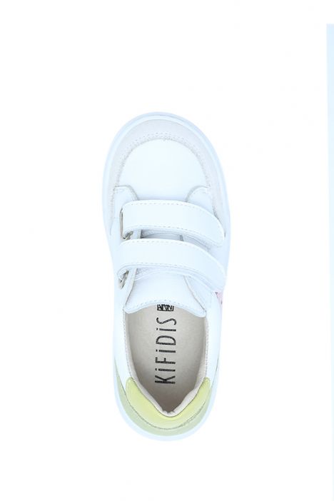 S24V031 Kifidis-Kids Unisex Çocuk Deri Ayakkabı 25-35 Beyaz - Pembe Deri