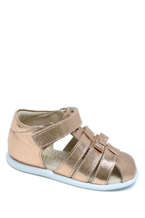 S25V016 Kifidis-Kids İlk Adım Kız Çocuk Deri Ayakkabı 20-25 Rose Gold