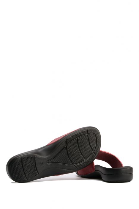 SIB01060 Kifidis-Natura Kadın Anatomik Deri Terlik 36-41 -BT Kırmızı/Red