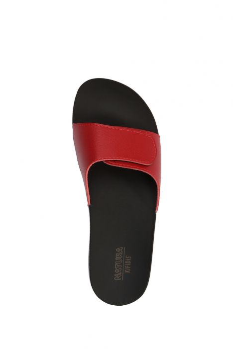 SIB01060 Kifidis-Natura Kadın Anatomik Deri Terlik 36-41 -BT Kırmızı/Red
