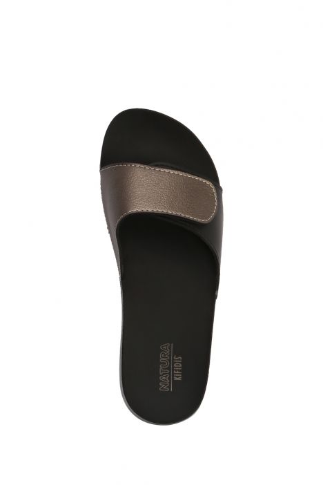 SIB01060 Kifidis-Natura Kadın Anatomik Deri Terlik 36-41 -BT Krom/Chrome