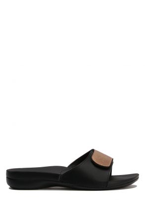 SIB01060 Kifidis-Natura Kadın Anatomik Deri Terlik 36-41 -BT Altın/Gold