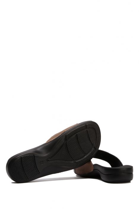 SIB01060 Kifidis-Natura Kadın Anatomik Deri Terlik 36-41 -BT Altın/Gold