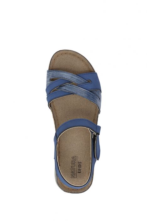 SIB0240 Kifidis-Natura Kadın Anatomik Deri Sandalet 36-41 -BT Lacivert/Navy