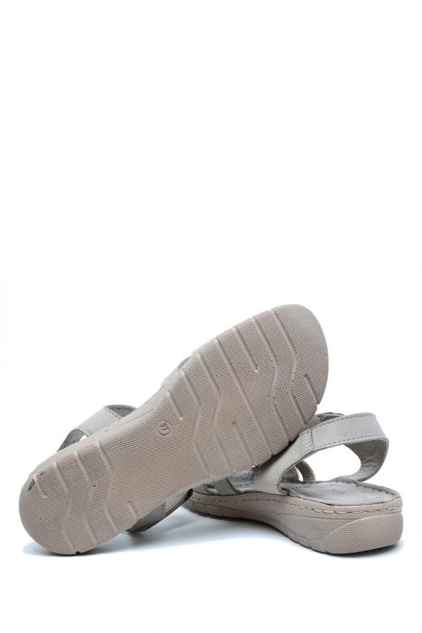 SIB090 Kifidis-Natura Kadın Anatomik Deri Sandalet 36-41 Gri/Grey