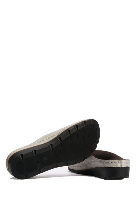 SIB160104 Kifidis-Natura Kadın Anatomik Deri Terlik 36-41 Gri / Silver