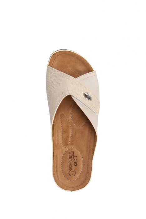 SIB160104 Kifidis-Natura Kadın Anatomik Deri Terlik 36-41 Bej/Beige