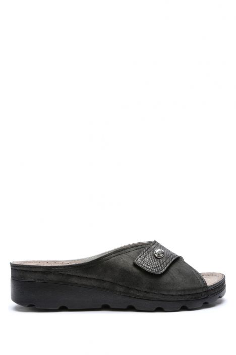 SIB160104 Kifidis-Natura Kadın Anatomik Deri Terlik 36-41 Siyah/Black – T2