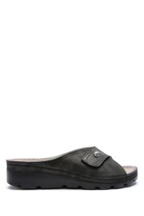 SIB160104 Kifidis-Natura Kadın Anatomik Deri Terlik 36-41 Siyah/Black – T2