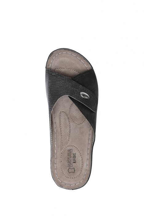 SIB160104 Kifidis-Natura Kadın Anatomik Deri Terlik 36-41 Siyah/Black – T2