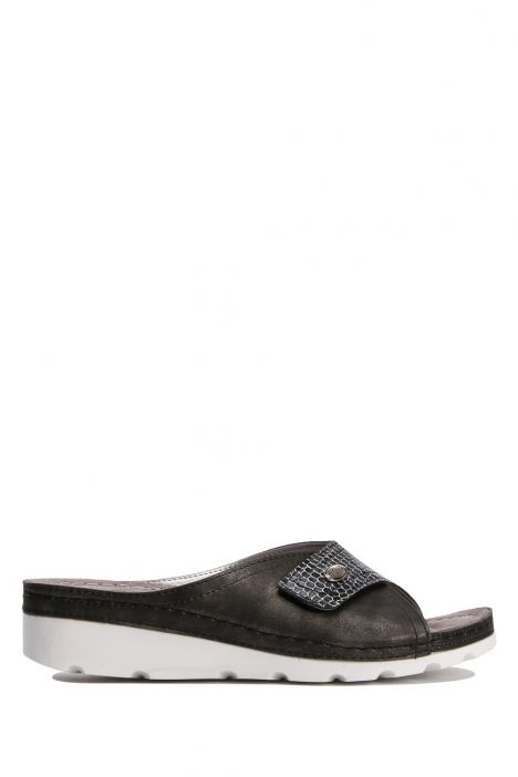 SIB160104 Kifidis-Natura Kadın Anatomik Deri Terlik 36-41 Siyah/Black